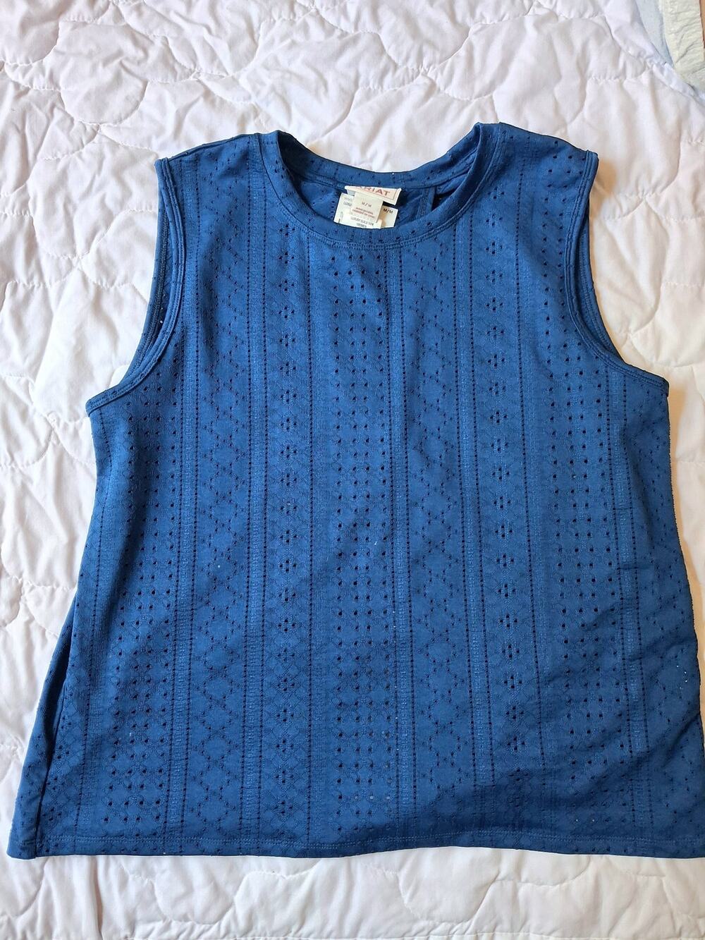 NWT Ariat Eyelet Tie-Back Tank Women’s Medium Blue Opal Western